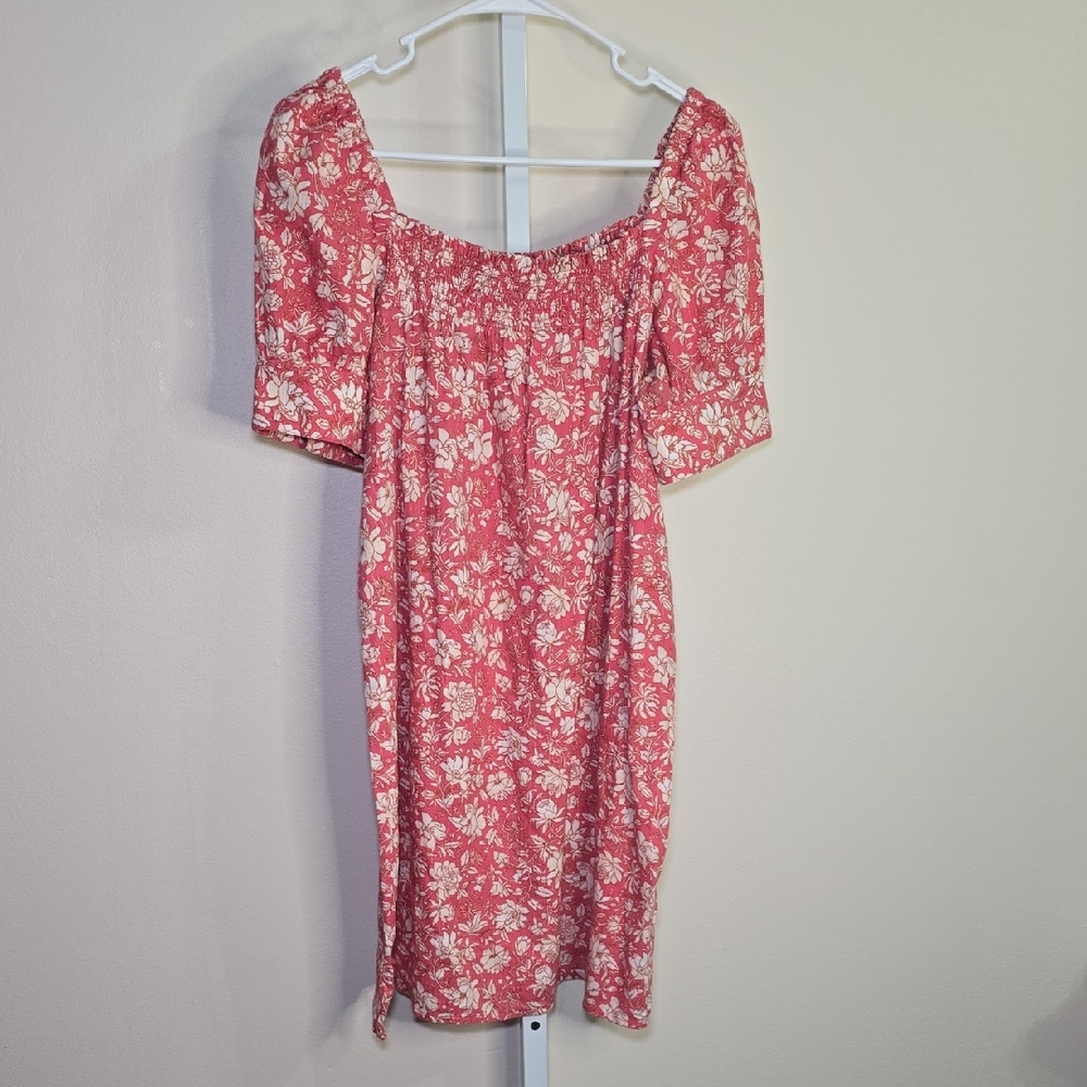 J. Crew‎ Pink  Floral Midi Dress With Gold Shimmer Ladies Sz Xs